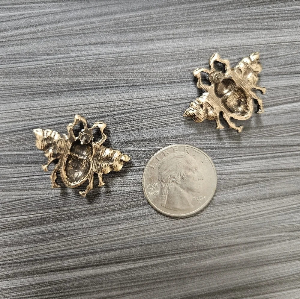 NEW Pearl Enamel Bee Earrings | Pin Vintage Style | Large